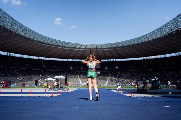 Christina Lahrs (TSV Wehdel) im Speerwurf waehrend der deutschen Leichtathletik-Meisterschaften im Olympiastadion am 26.06.2022 in Berlin